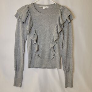 VERONICA BEARD Centre Ruffle Frills Crew Metallic Knit Sweater Women's XS